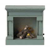 Miniatyr fireplace brasa med sken Vintage blue