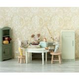 Miniatyr Vintage middagsbord vit metall möss